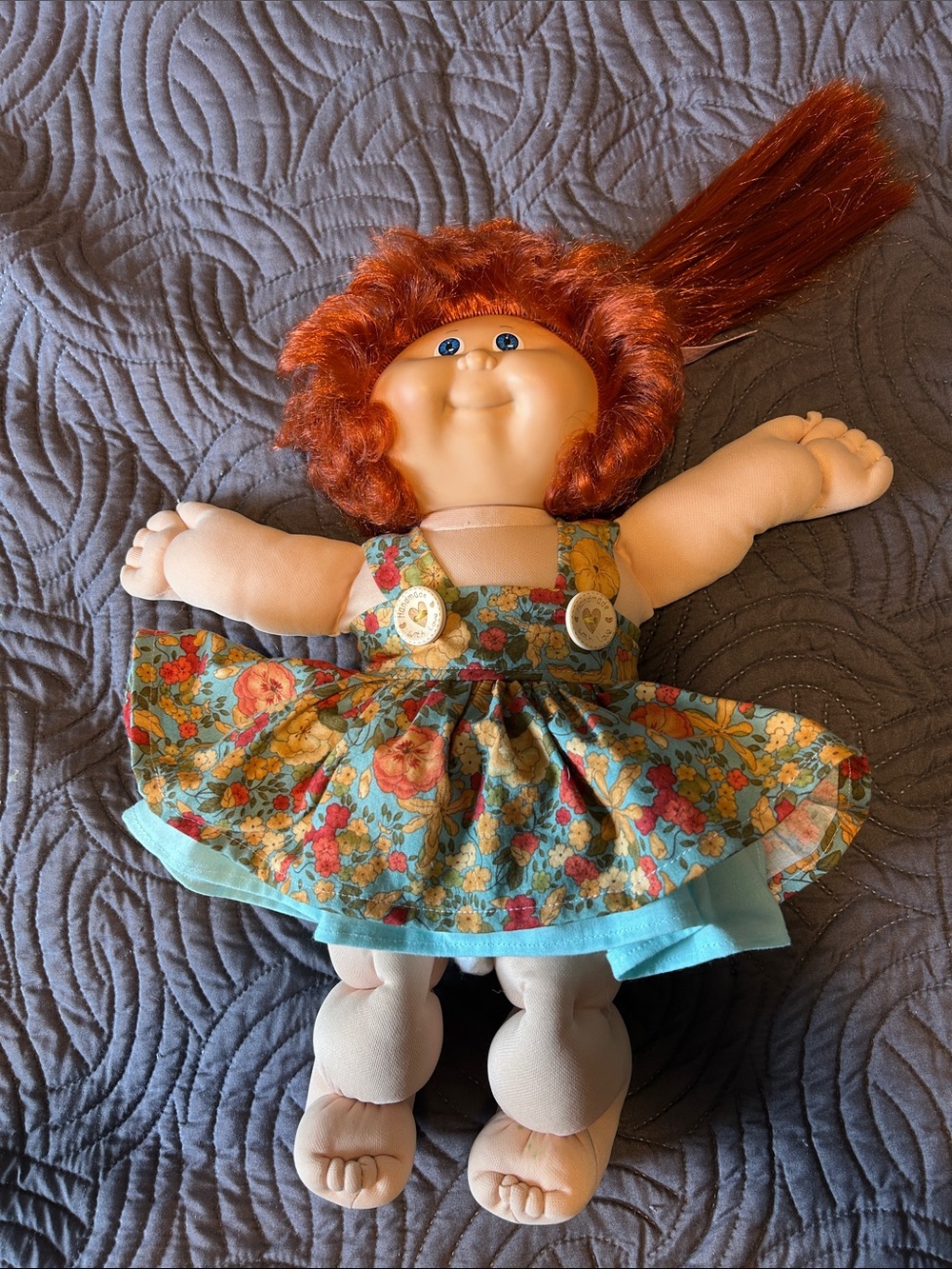 Redheaded Cornsilk Cabbage Patch Doll with Floral Jumper